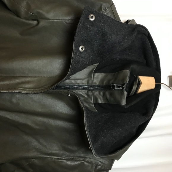 SOLD - M0851 - Canadian Made - Waxed Leather Wool Lined Coat - Picture 2 of 10